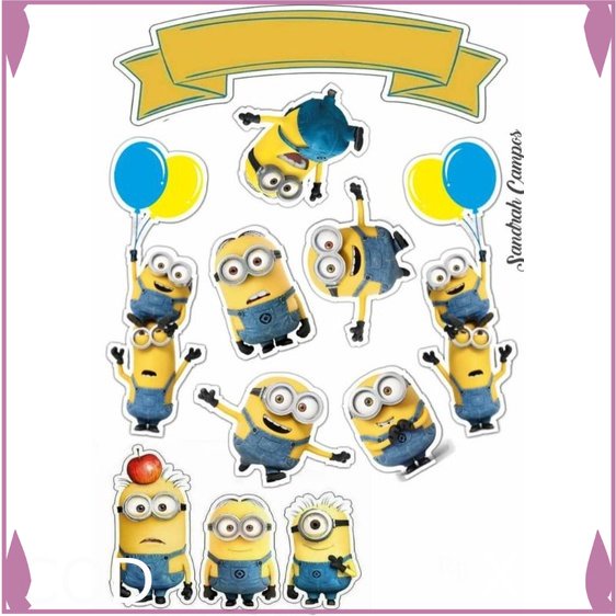 Topper Cake Custom Nama Tema Minions  baner kue ultah Toko_Renata