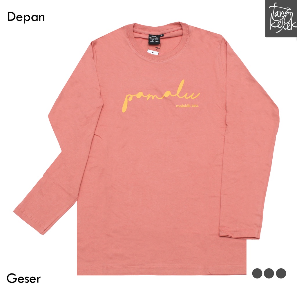 Tangkelek Baju Kaos Lengan Panjang Pamalu Malakik Tau Warna Orange Bata