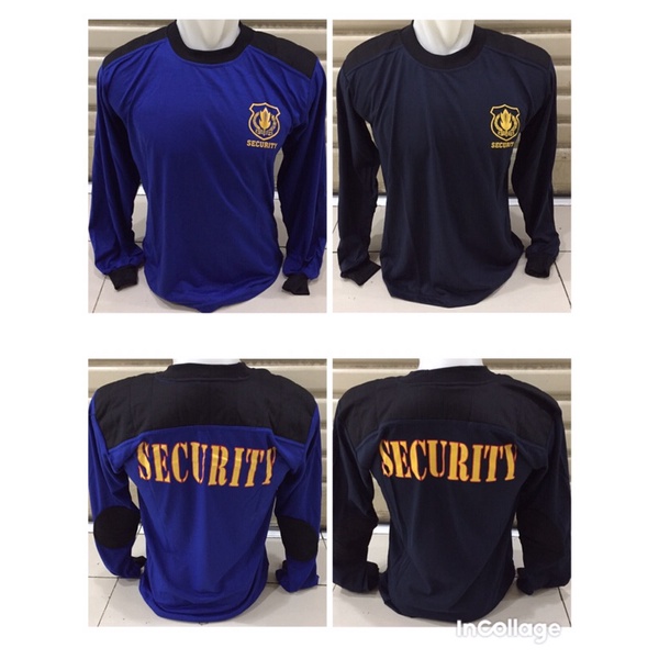 kaos security lengan panjang/kaos satpam lengan panjang/kaos securitu biru lengan panjang