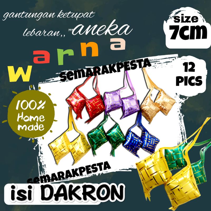 (multi color) hiasan ketupat lebaran/pita ketupat warna warni/hampers ketupat lebaran/miniatur ketup