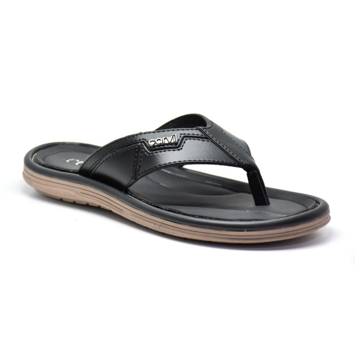 Carvil Sandal Jepit Casual Pria Lenox 01 M Black_A108