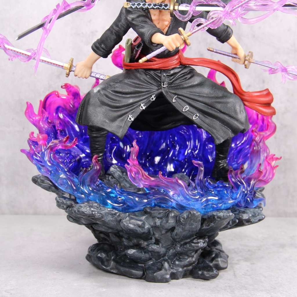 40cm One Piece Figure Roronoa Zoro Tiga Kepala Dan Enam Lengan Flow Pop Max Asura Zoro Pvc Action Figure Model Mainan