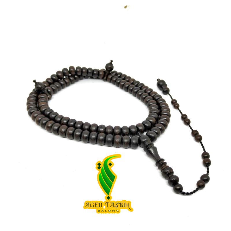 Tasbih Kayu Galih Kelor Hitam pipih size 6×8mm