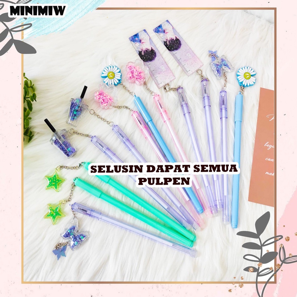 SELUSIN PULPEN GANTUNGAN RANDOM BULAN SABIT ISI 12 PCS BOLPEN GLITTER ALAT TULIS BOLPOIN UNIK IMUT MURAH PEN GEL KARAKTER PENA UNIK LUCU MURAH