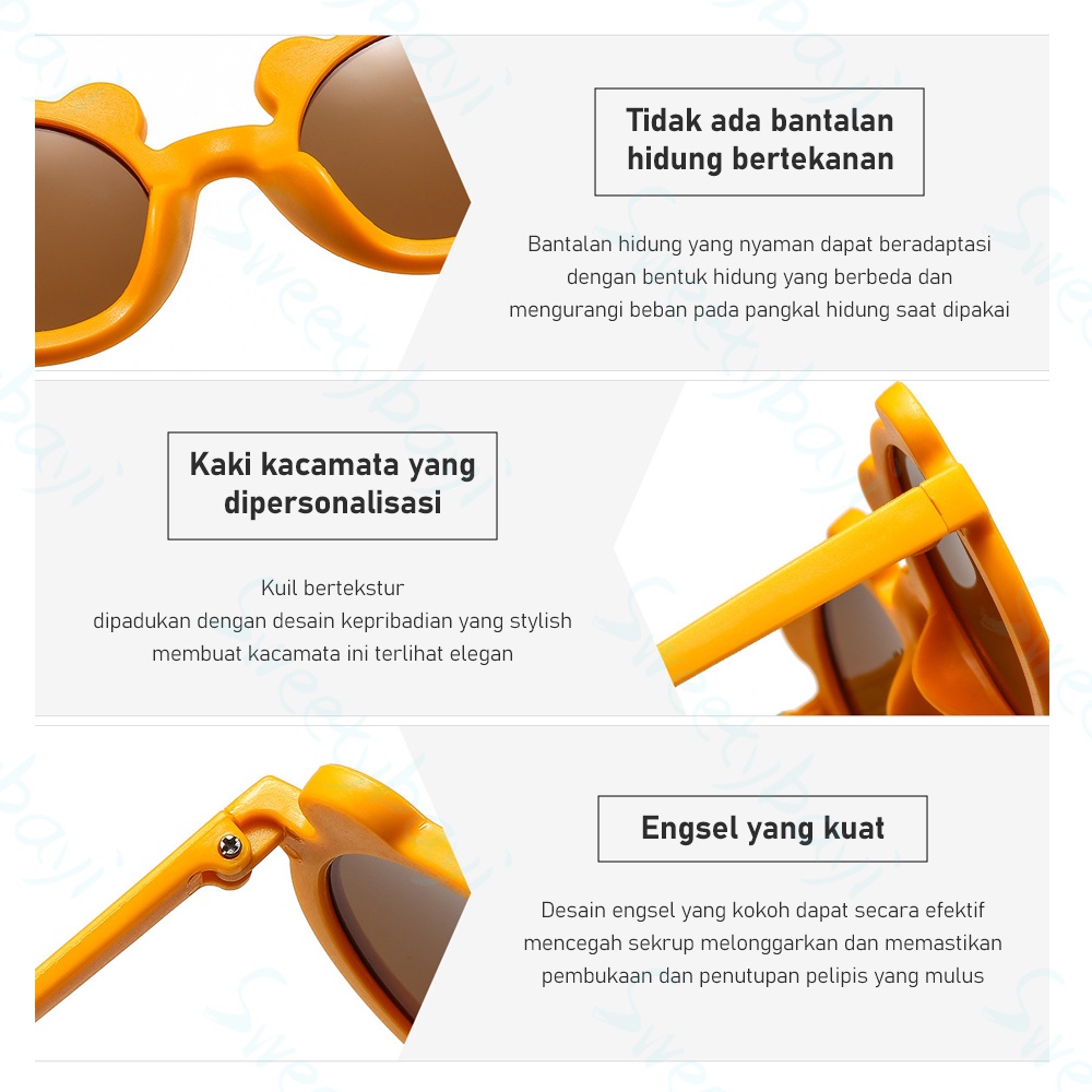 SweetyBayi Kacamata anak bentuk telinga beruang Kacamata hitam anak import kids sunglasses