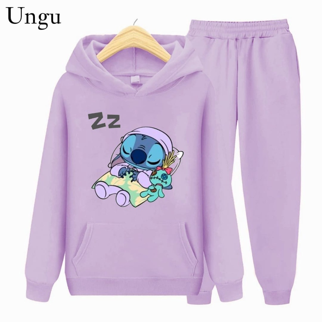 Hzl_outfit Setelan Sweater Hoodie Lilo Sleep Anak Anak S.M.XL