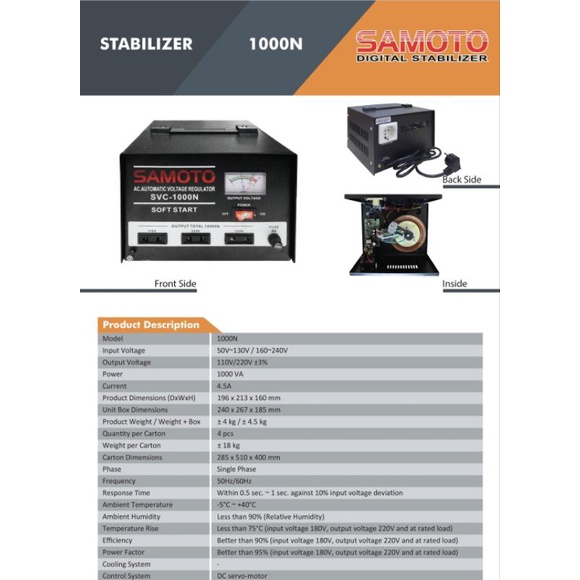 Stabilizer SAMOTO 1000N Penstabil Arus Listrik Soft Start