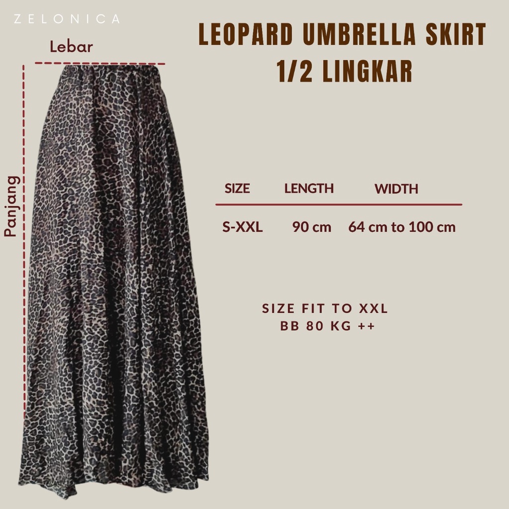 Zelonica Skirt Rok leopard umbrella