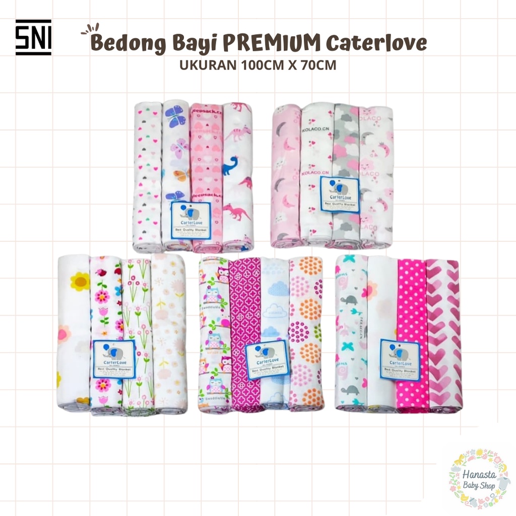 Paket 4Pcs PREMIUM Bedong Bayi Carterlove 100x70cm