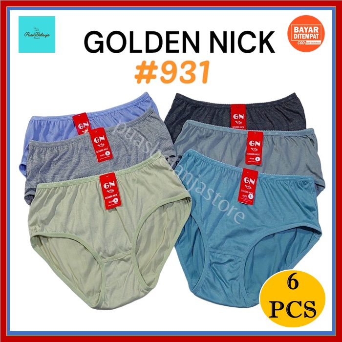 Celana Dalam Wanita Jumbo 6pcs Golden Nick 931 CD Jumbo XXL XL L Original 100% Warna Pastel