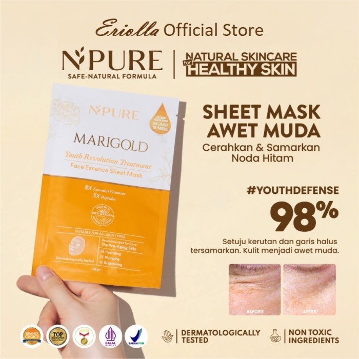 NPURE MARIGOLD FACE ESSENCE SHEET MASK 28GR