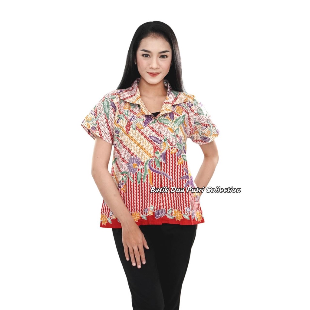 BLOUSE BATIK WANITA ATASAN BATIK MODERN MOTIF SEKARJAGAD BY BATIK DUA PUTRI