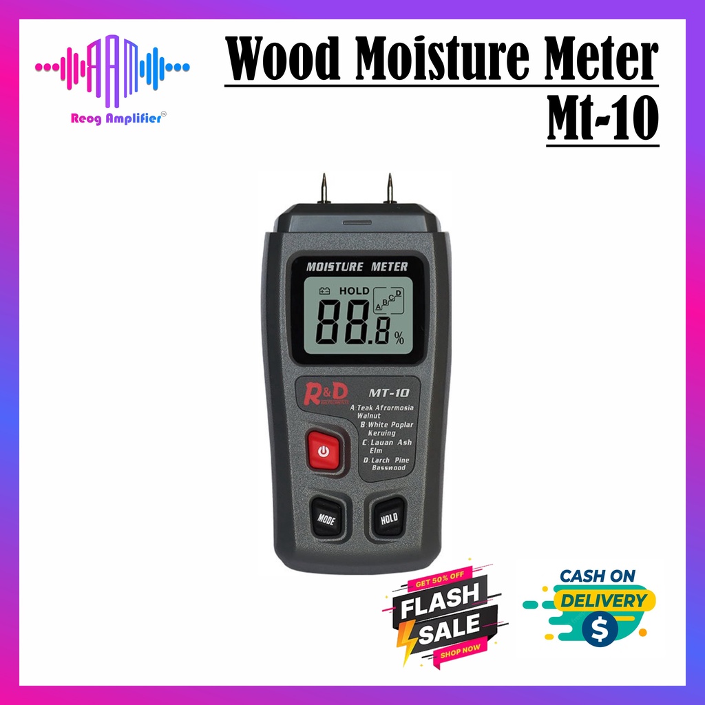 Wood Moisture Meter Kayu Kertas Pengukur Kadar Air Paper LCD Display Alat Ukur Kayu Digital MT10