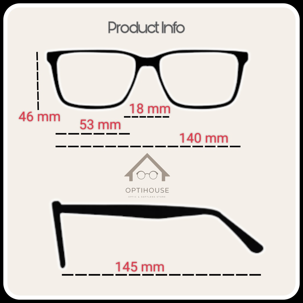 Frame Kacamata Minus Model Korea Dumie Square OPH 8299