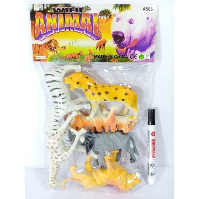 mainan anak wild animal ukuran besar mainan karet binatang diecast