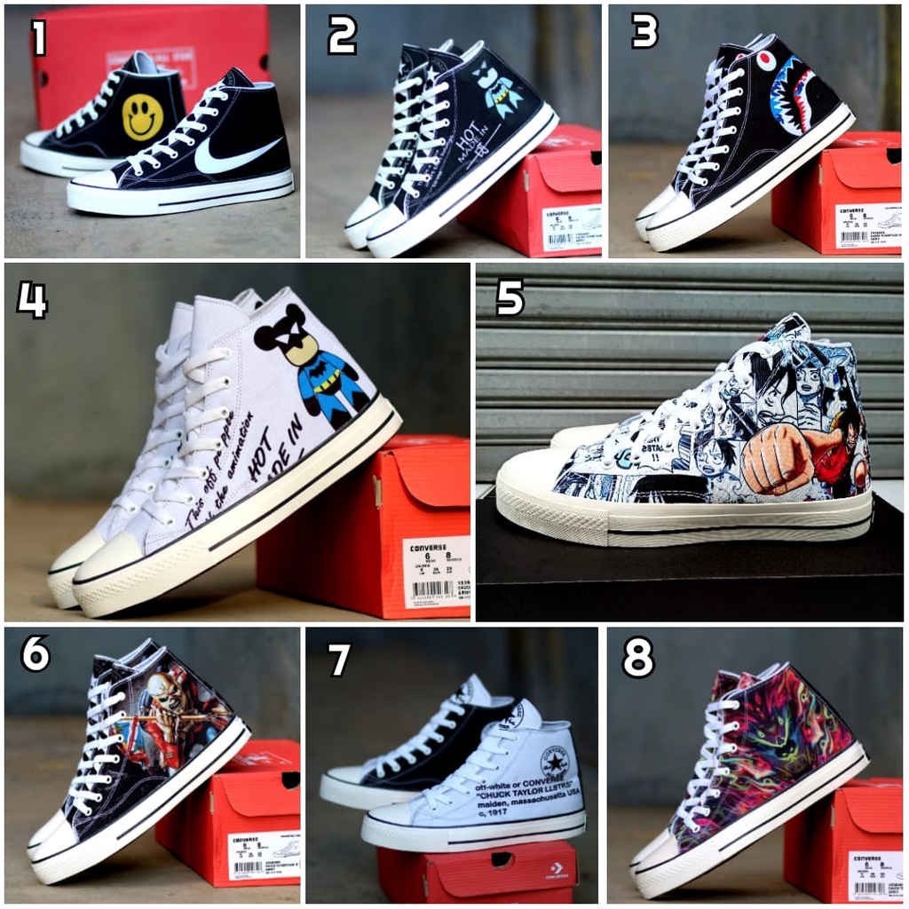 Sepatu  Pria Sneakers C*nverse Allstar Import Premium CT Sepatu Sekolah Pria Casual Motif Smile Gloo