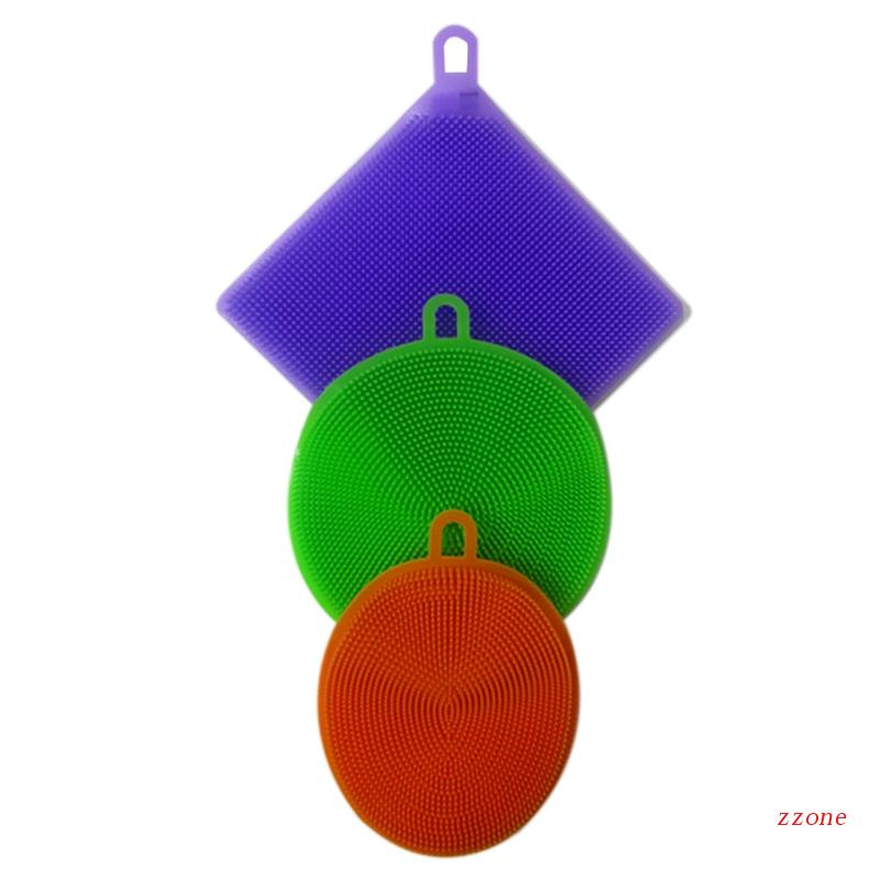 Zzz 3Pcs Sikat Pembersih Alas Cuci Piring Silicon Jamur Spons Alat Peralatan Dapur New
