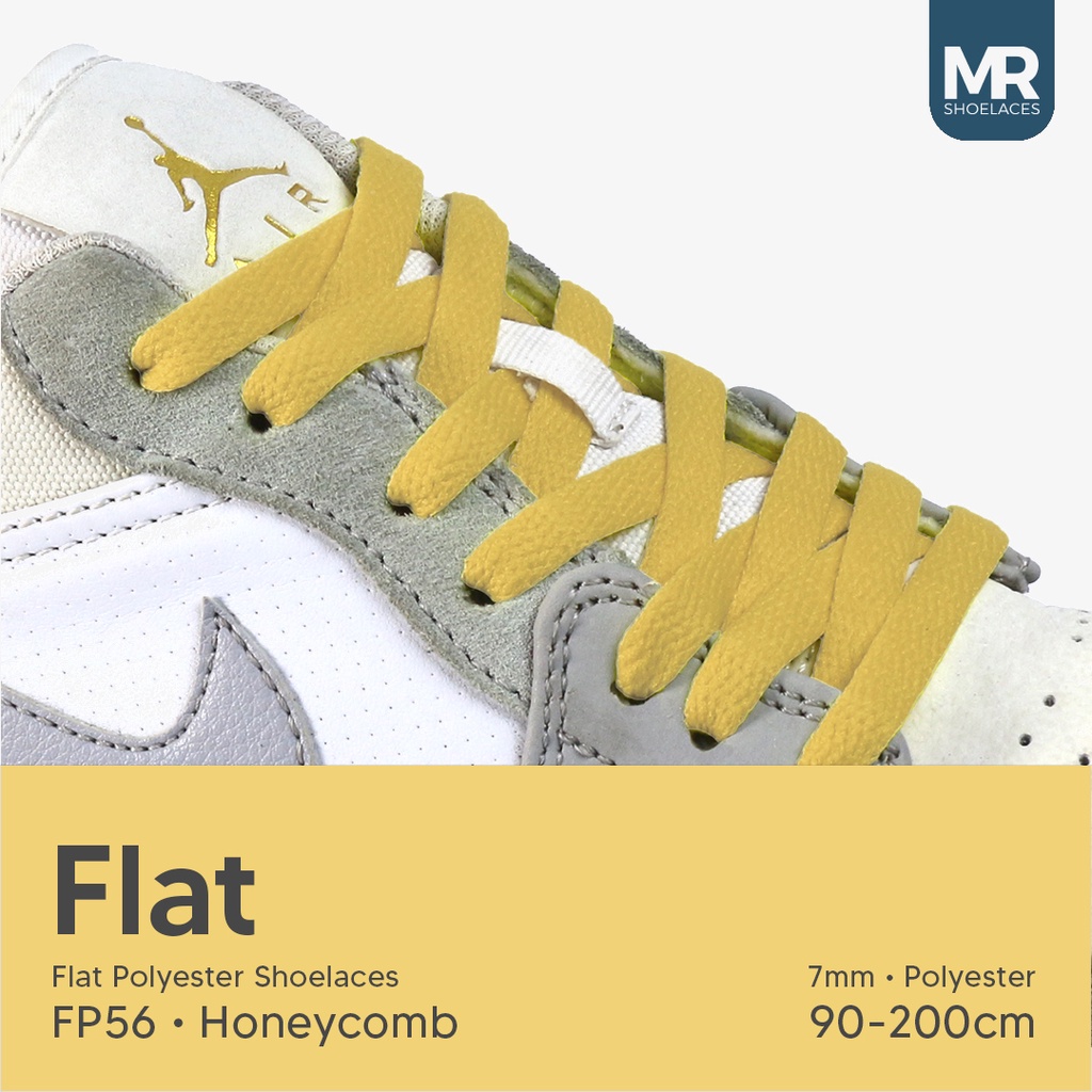 MR Shoelaces FP56 Kuning Madu (Honeycomb) Tali Sepatu Pipih Flat 7mm 90cm 100cm 120cm 130cm 140cm 150cm 180cm 200cm