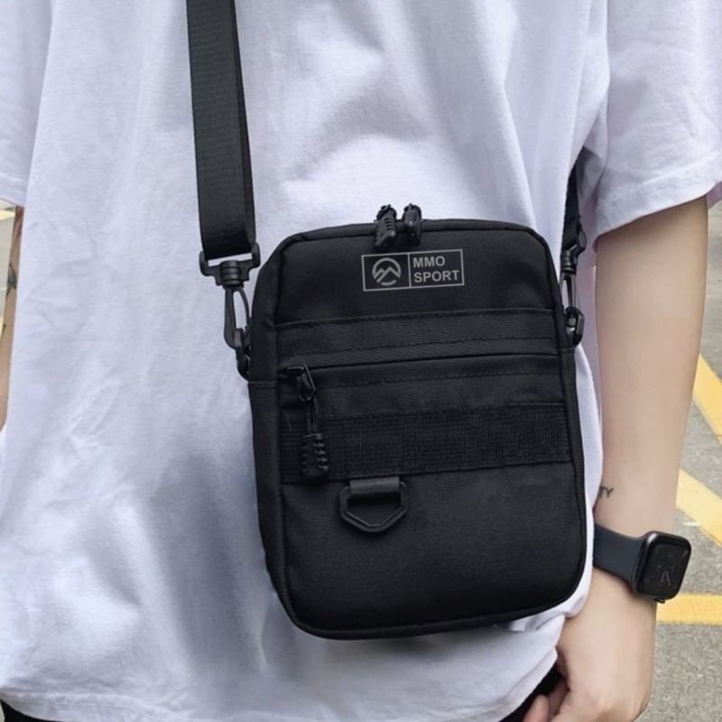 Tas Slempang Pria  Double Poucket Crosbody Bag Elegant
