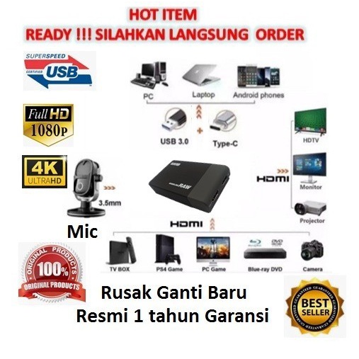 {DeliStore} Ezcap 261M HDMI Capture Game Capture Live Stream Record USB 3.0 - Ezcap 321A Murah