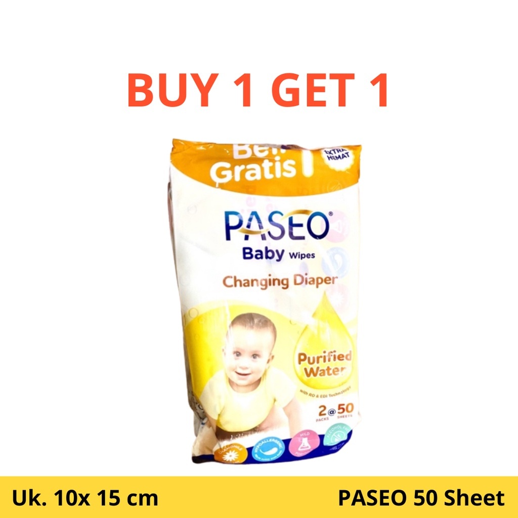 Tissu Tisu Basah Paseo Baby Wipes Changing Diaper 50 Sheets Buy 1 Get 1