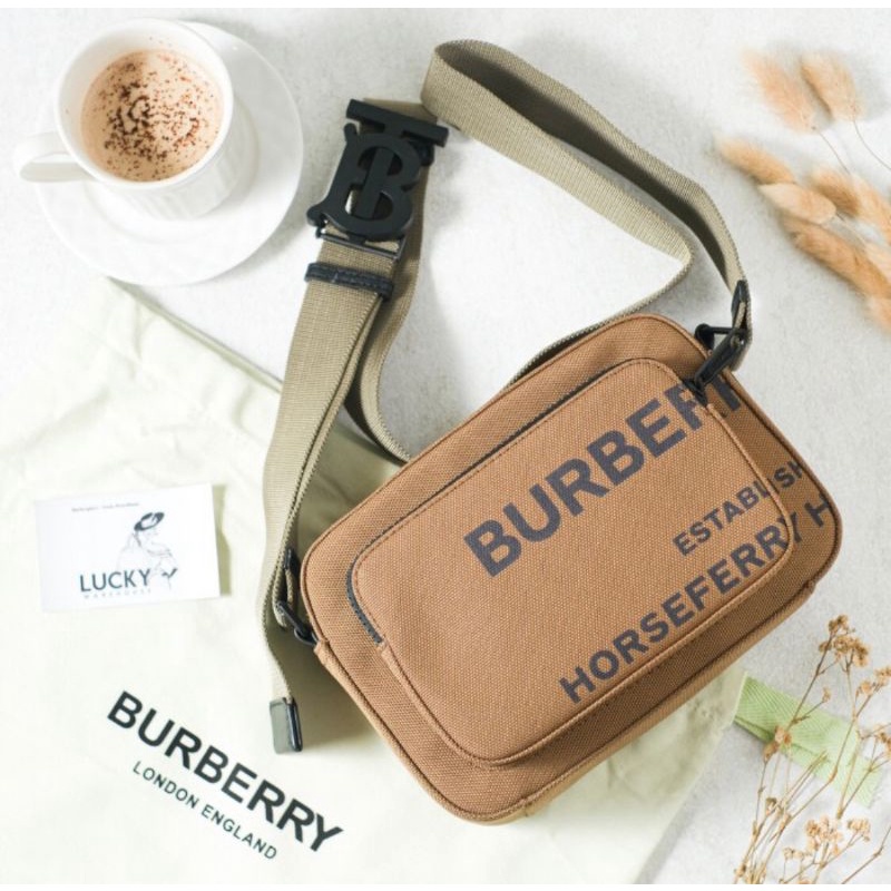 Burberry Horseferry Nylon Crossbody Bag In Brown - ORIGINAL 100%