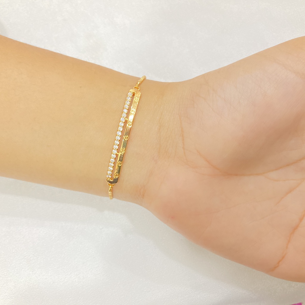 Gelang Serut Permata Lapis Emas Aksesoris Perhiasan - Yaxiya Jewelry