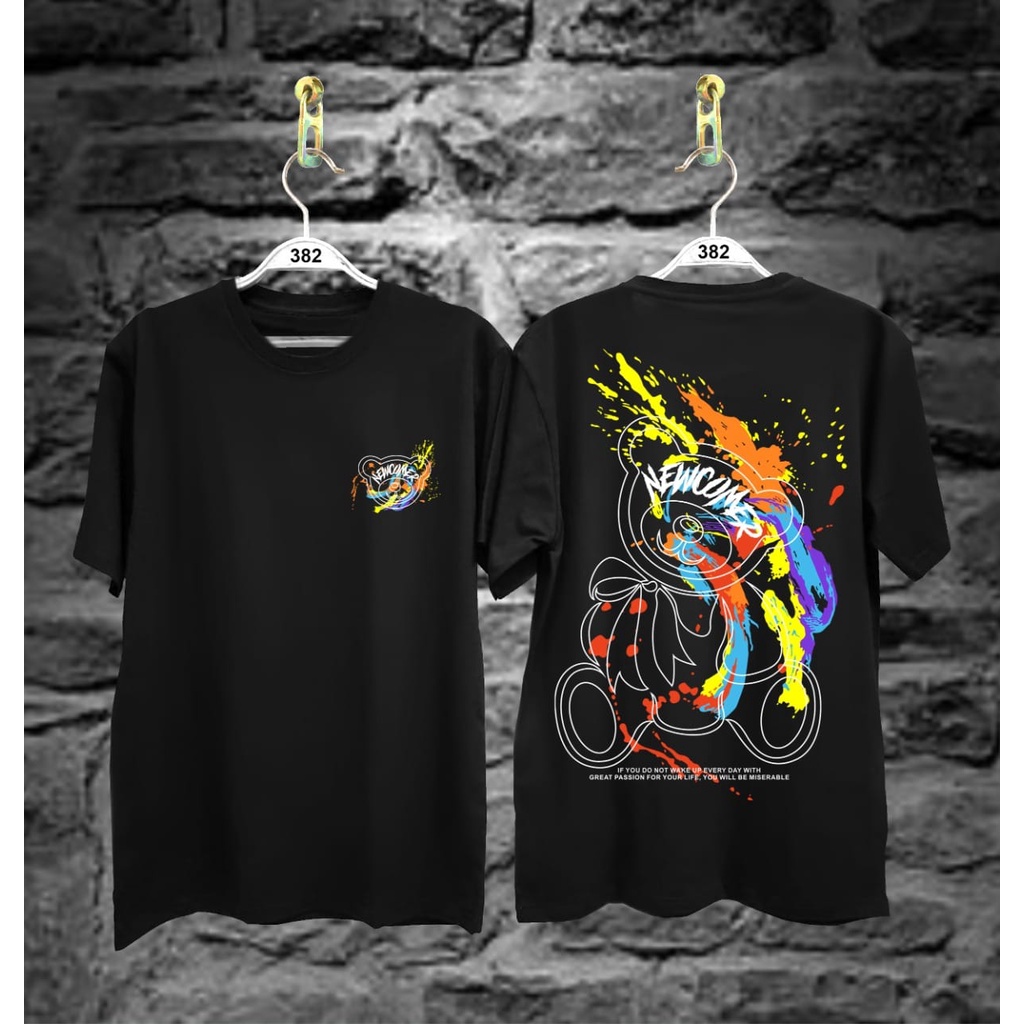 Kaos Tshirt Pria Terbaru Samurai Jepang Bear Newcomer Warna Hitam Distro Lengan Pendek Motif Sablon Bergambar Keren