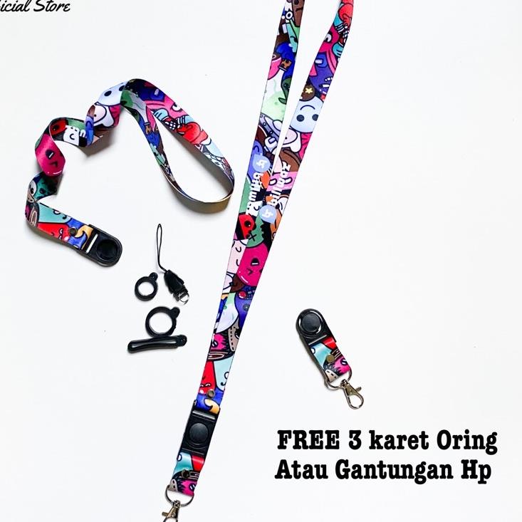 

Trend ス Lanyard Billwaz Gantungan ID Card Lanyard printing Motif - Doodle 001