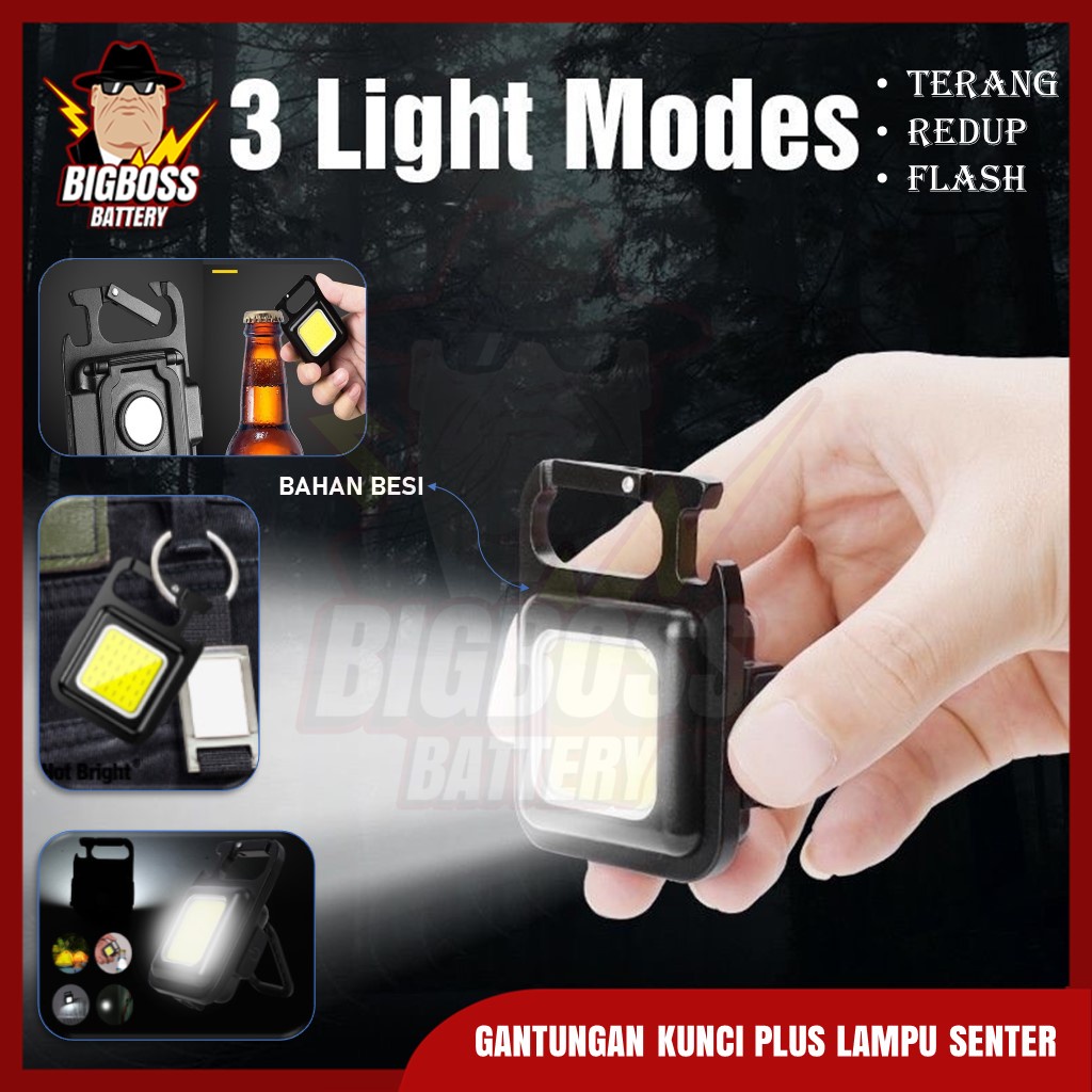 Lampu Senter Mini Super Terang Flashlight LED Portable Cas USB Charger Dilengkapi Dengan Gantungan Kunci Multifungsi