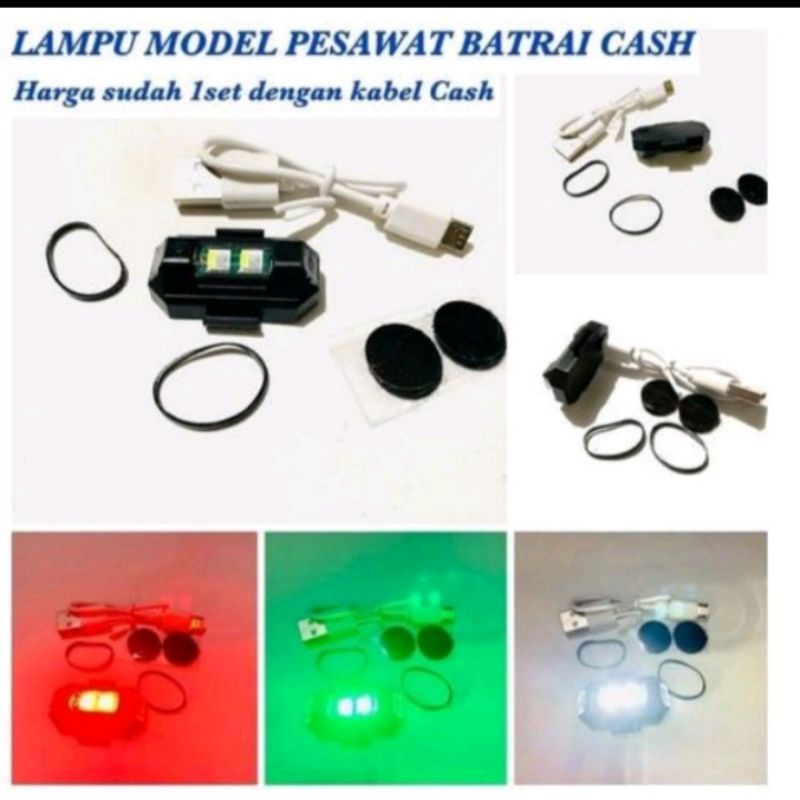 Lampu LED Kedip Pesawat RGB lampu LED Drag Kedip USB 7 Warna