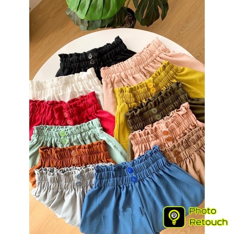 Toply shop Kulot High waist Crinkle airflow button