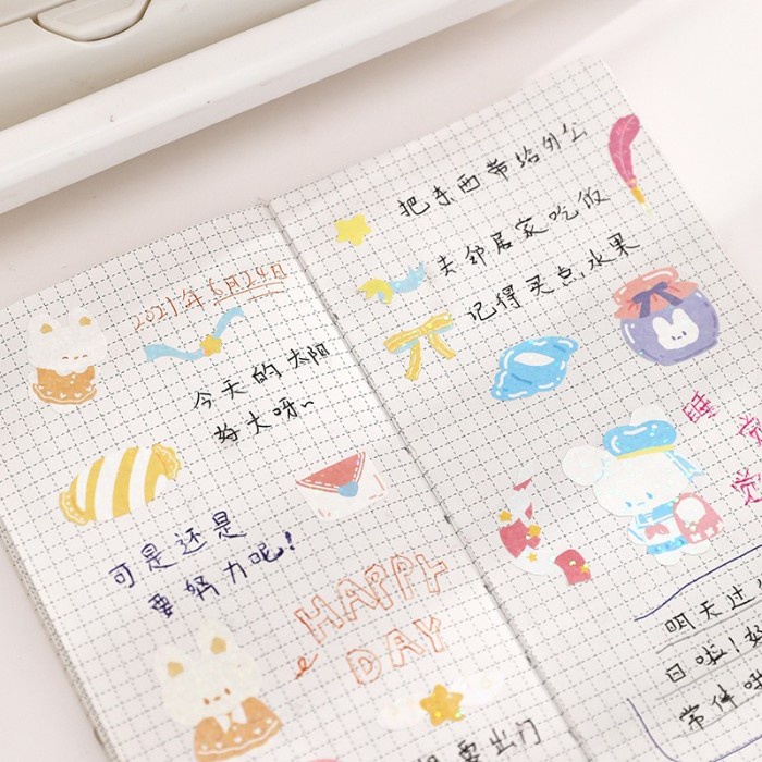 [Gongjin] Bunny Glittery Sticker / Stiker Hiasan Bujo Diary Bullet Journaling