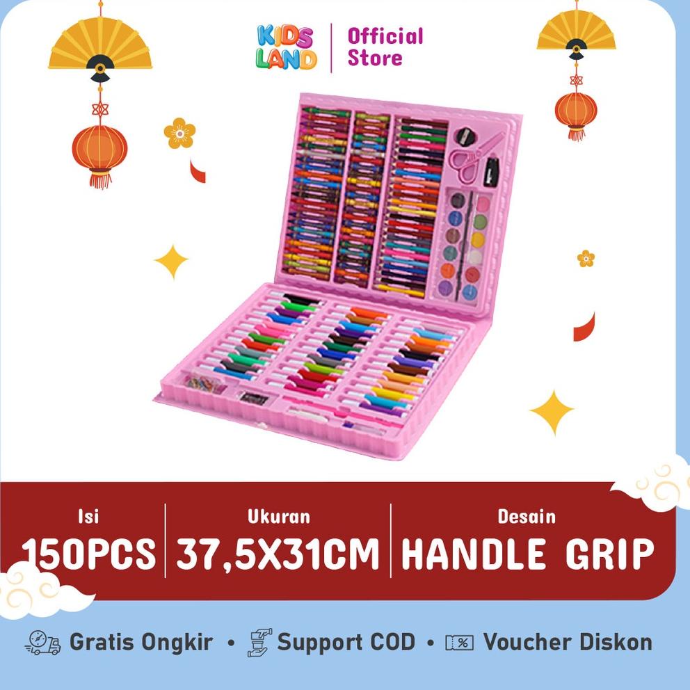

±±± Krayon Anak Set Koper 150 in 1 Crayon Full Alat Melukis Mewarnai Set KIDS LAND