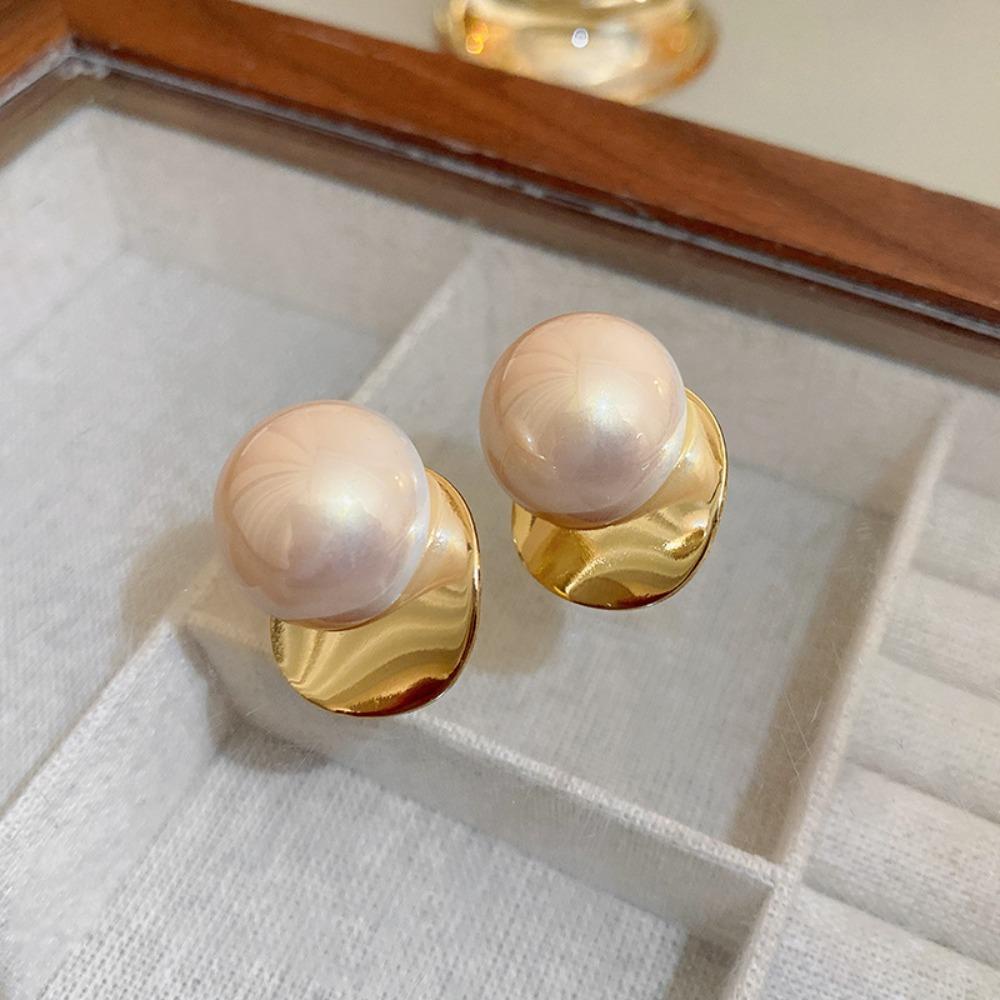 Mxbeauty Anting Wanita Trendi Temperamen Elegan Fashion Geometris Vintage Mutiara Ear Stud