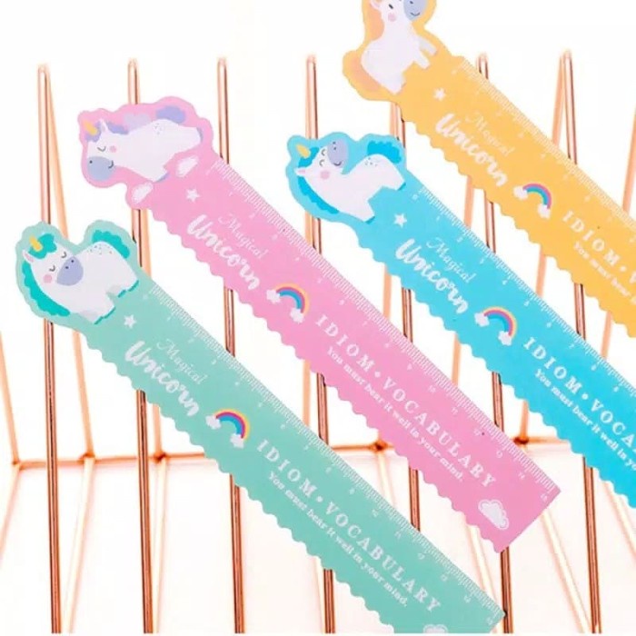 Penggaris Unicorn Magnet Sekolah Anak Perempuan Lucu Karakter Pink Kado Ruler