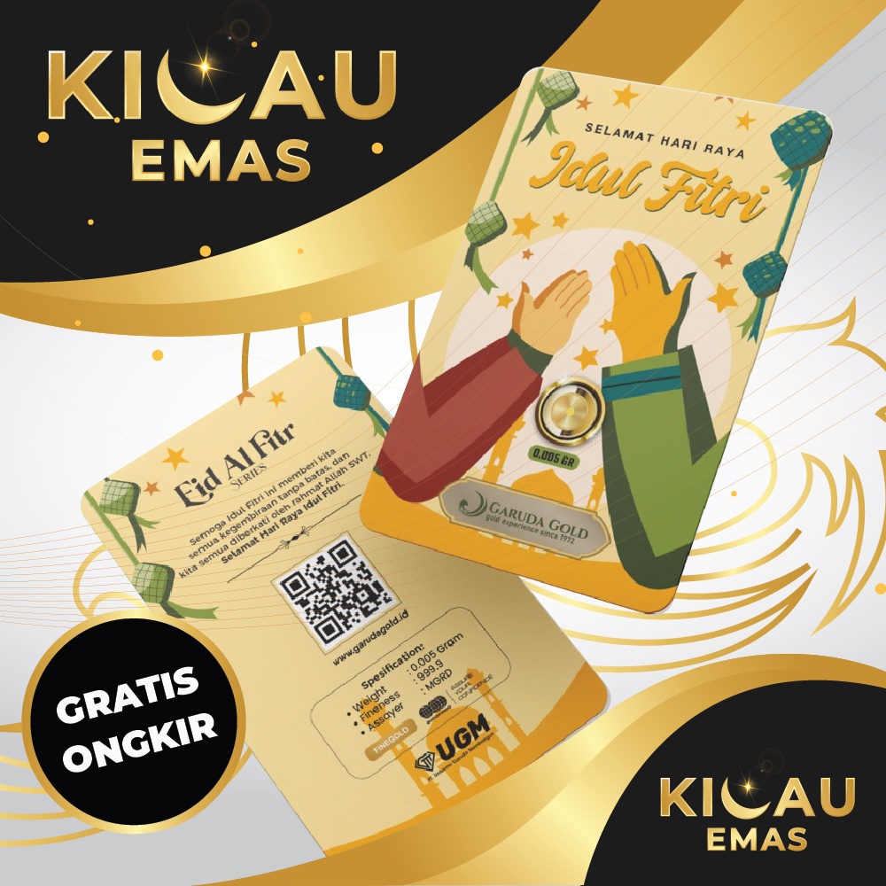 Garuda Gold 0.005 0.001 Gram Idul Fitri Hijriyah Gift Series Emas Batangan Murni 24 Karat Bersertifikat