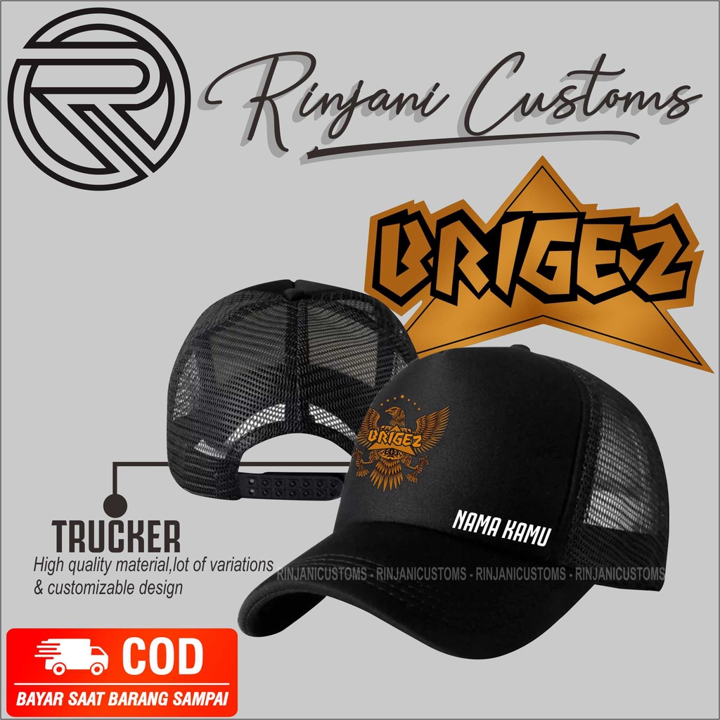 TOPI JARING BRIGEZ GARUDA INDONESIA, JARING ORMAS BRIGEZ .BISA PAKAI NAMA SENDIRI