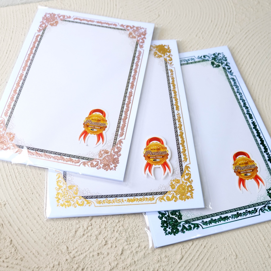 

bib Blanko / Kertas Piagam / Sertifikat A4 Simpaty Full Foil Emas Mewah