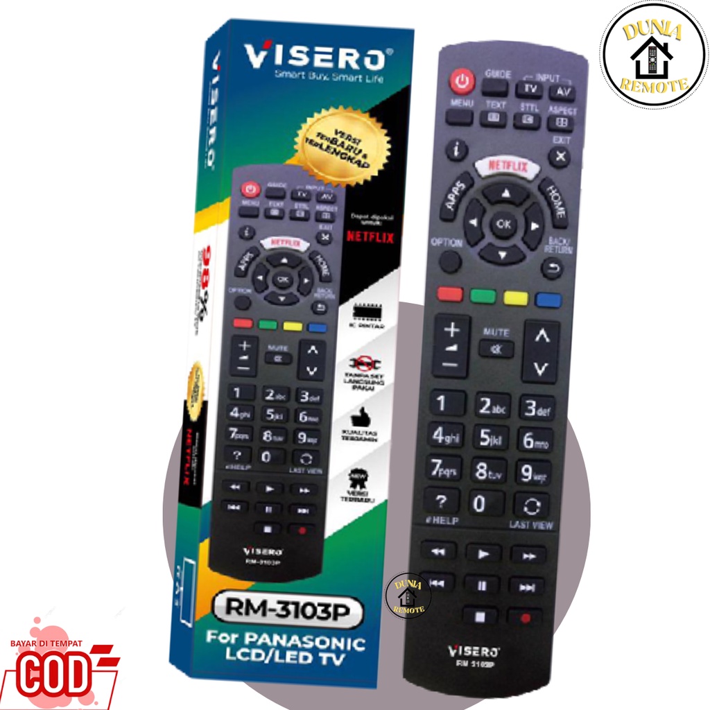 Remot Remote TV PANASONI Android Smart TV LED LCD visero 3103P tanpa setting