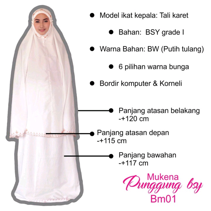 ALMAHIRA - MUKENA BORDIR DEWASA PUNGGUNG KATUN TERMURAH