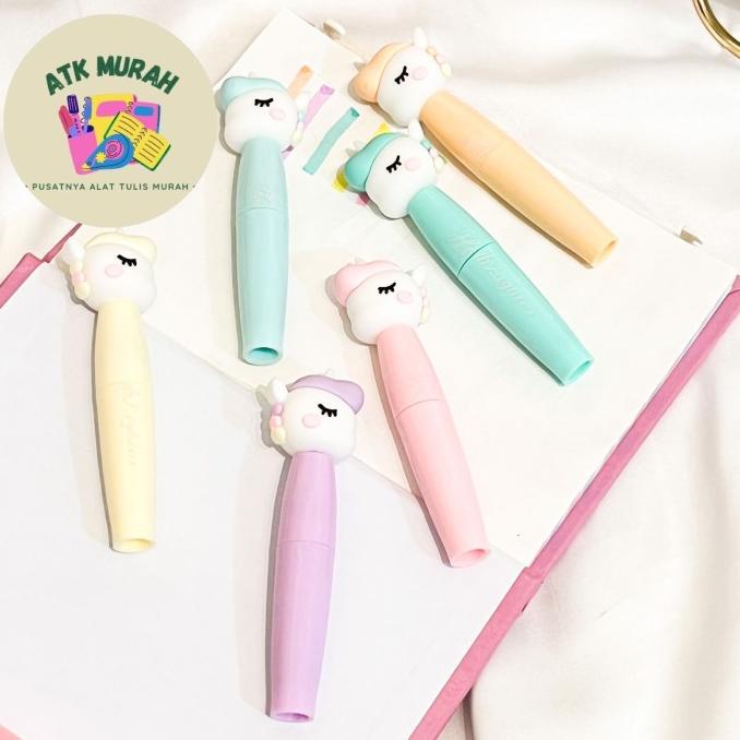

Highlighter set isi 6 pcs Kepala Unicorn kuda poni lucu penanda tulisa