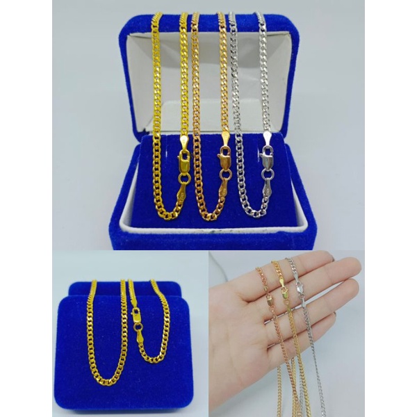 kalung dewasa rantai stang polos/perak asli silver 925 lapis emas/perhiasan fashion wanita terbaru