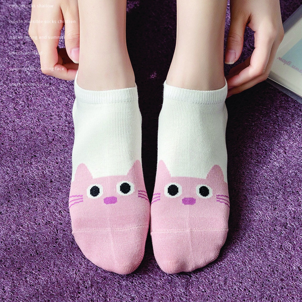 ⭐𝐈𝐇𝐒 𝟐𝟒𝟑 𝐋𝐚𝐦𝐩𝐮𝐧𝐠⭐️Kaos Kaki Wanita Motif Kucing Lucu Fashion Korea Kaos Kaki Pendek Wanita Ankle Socks