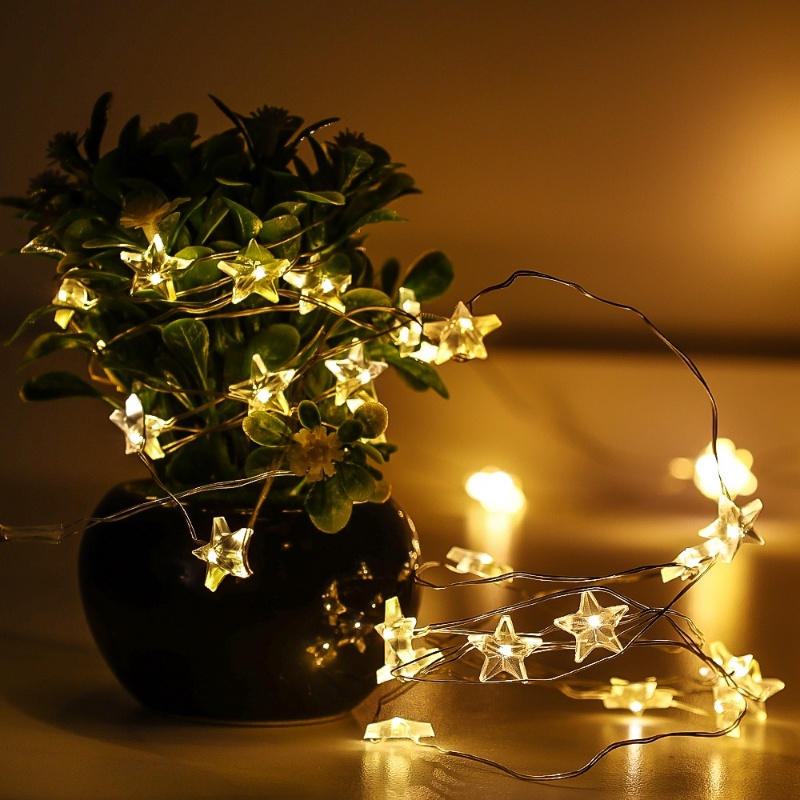Lampu String Kawat Tembaga Bintang Kecil 3M/lampu String Bintang LED Peri Lampu Malam Untuk Ulang Tahun Pesta Pernikahan Suasana DIY Dekorasi