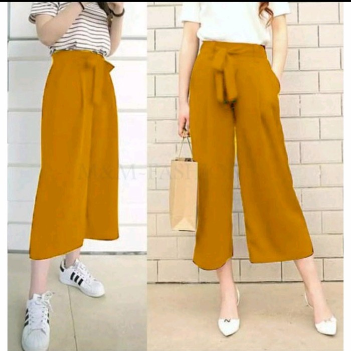Celana Kulot Jumbo LEONY 7/8 / / mustard N3O7 Casual Celana Kulot Jumbo Wanita Viral Celana Kulot Pl