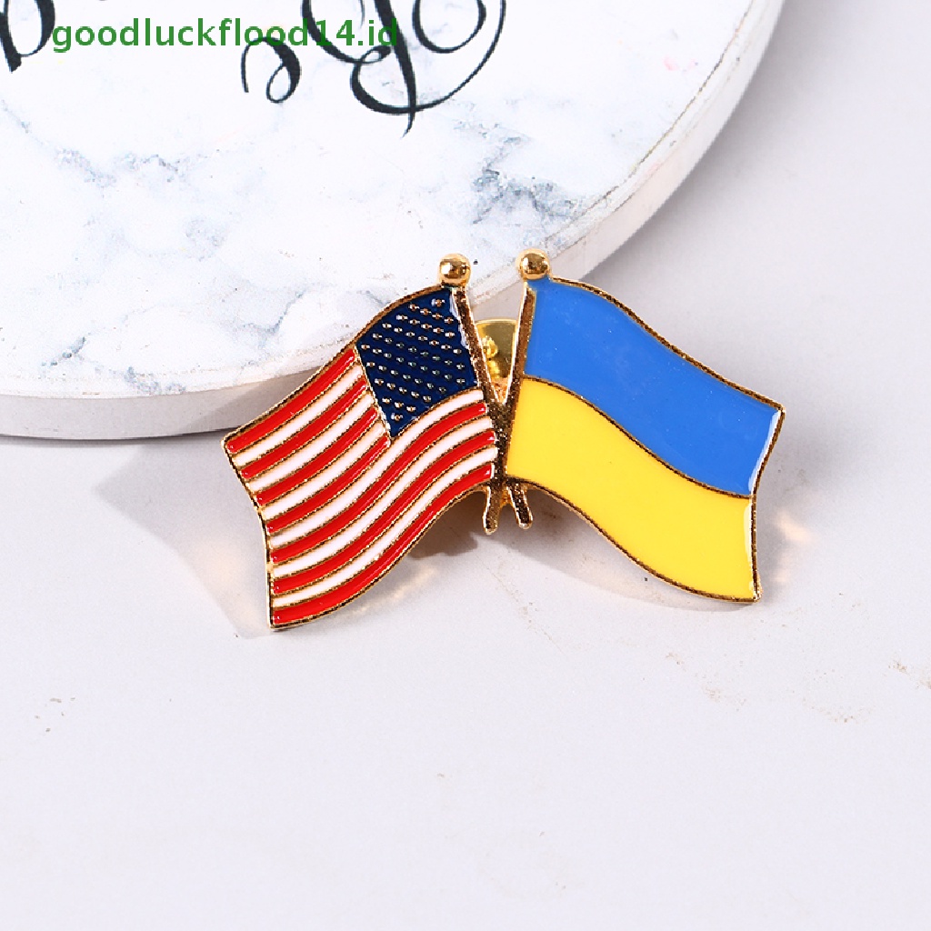 [GOOGFOUR] Pin Bendera Ukraina Pin Bros Pin Negara Patriotik Dan Eropa USA [TOP]