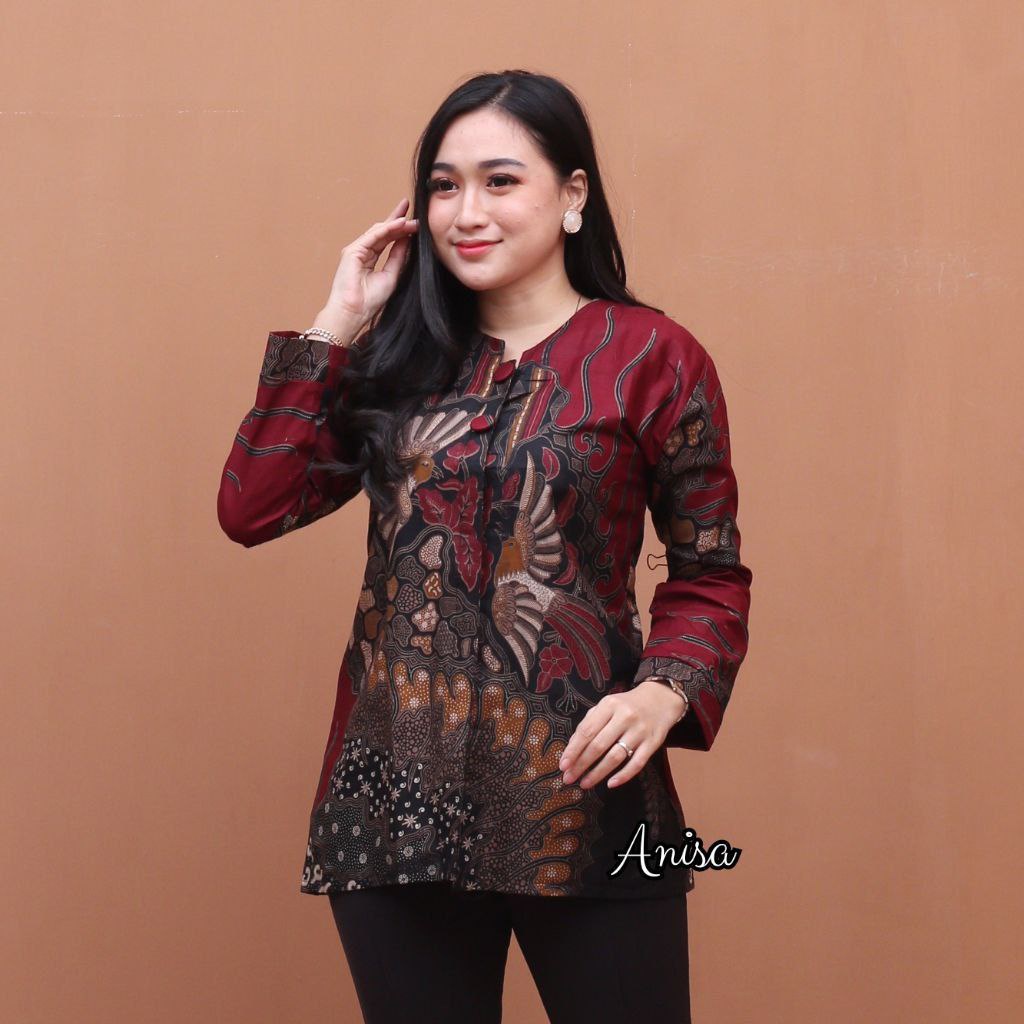 Baju Batik Wanita Modern Atasan Blouse Batik Kerja Wanita Kantor M L XL XXL