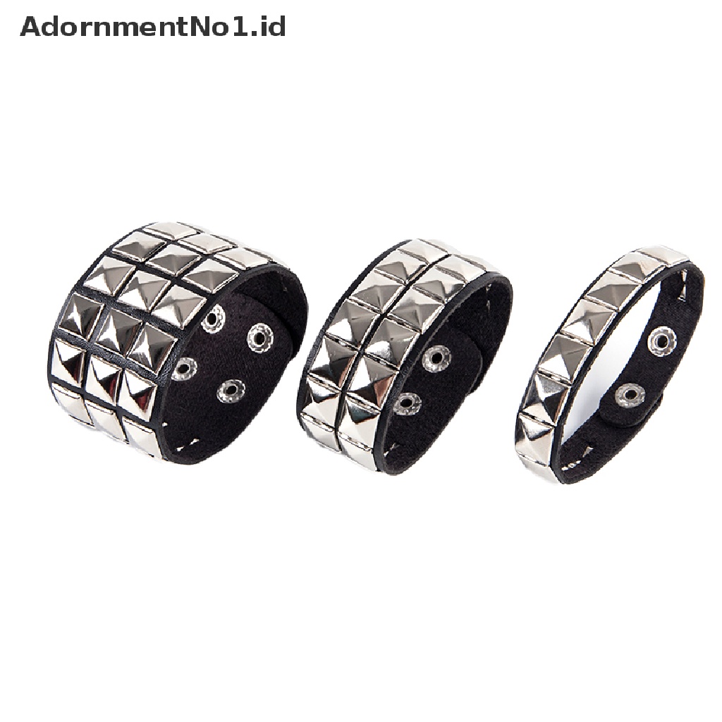 [AdornmentNo1] Unik Rivet Stud Manset Lebar Punk Gothic Rock Unisex Bangle Gelang Pria Perhiasan [ID]