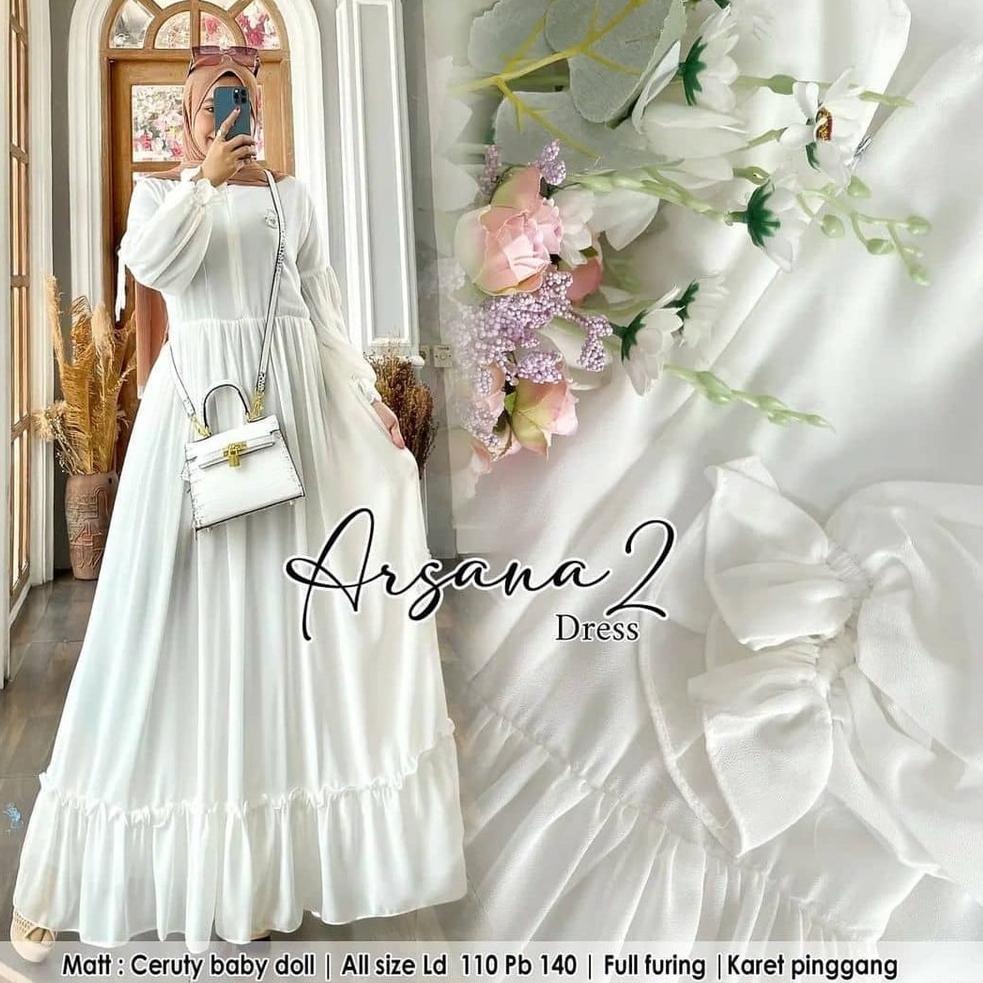 Murah Banget Arsana Dress/ gamis ceruty / gamis ceruty babydoll / gamis ceruty polos / gamis ceruty 